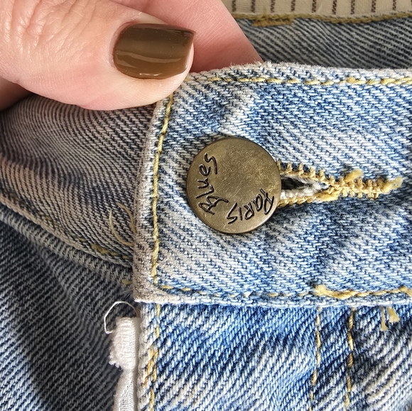 Vtg 90s Paris Blues Denim Shorts Lace Eyelet Trim 2" Inseam Size 26 - Picture 4 of 10